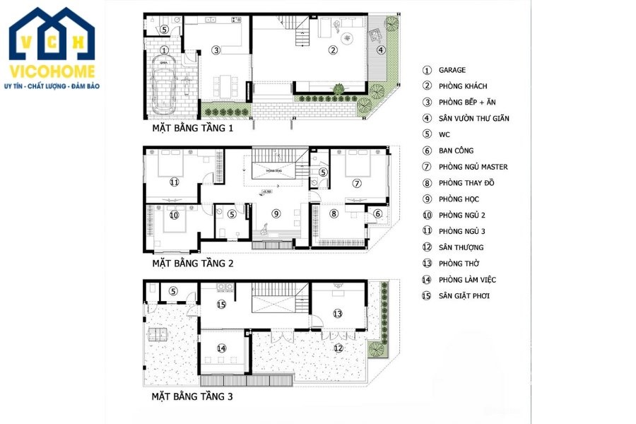 bản vẽ thiết kế nhà 3 tầng