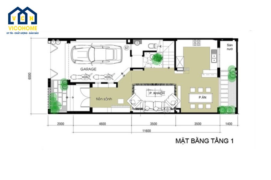 mặt bằng nhà 3 tầng