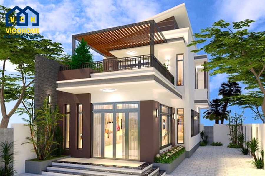 mẫu thiết kế nhà 2 tầng 6x11m