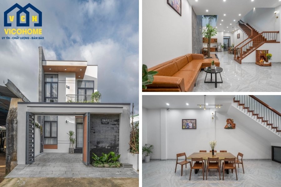 thiết kế nhà ngang 6m dài 17m 2 tầng