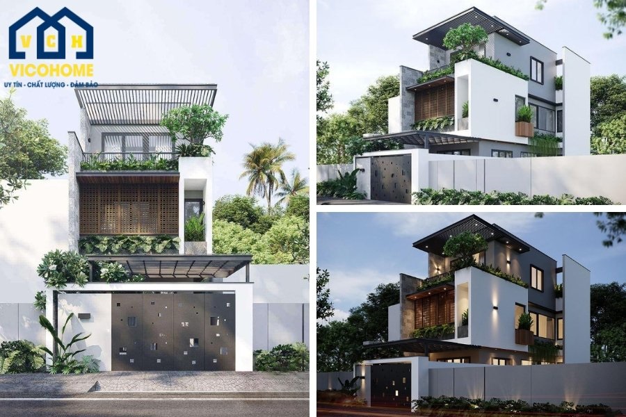 mặt tiền nhà 3 tầng đẹp