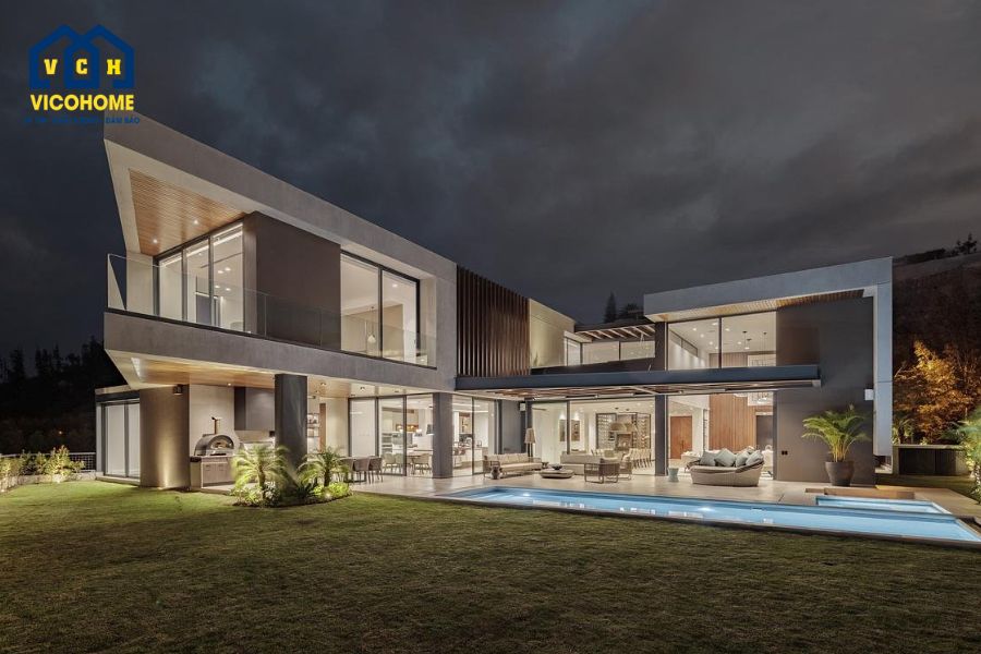 mẫu nhà 2 tầng chữ l 120m2