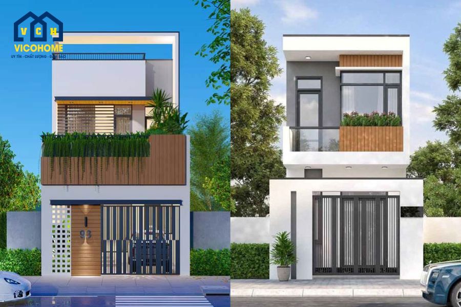 mẫu nhà 2 tầng mặt tiền 6m hiện đại