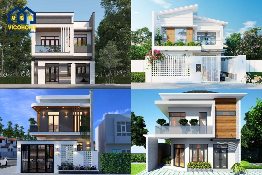 Mẫu nhà 2 tầng mặt tiền 8m