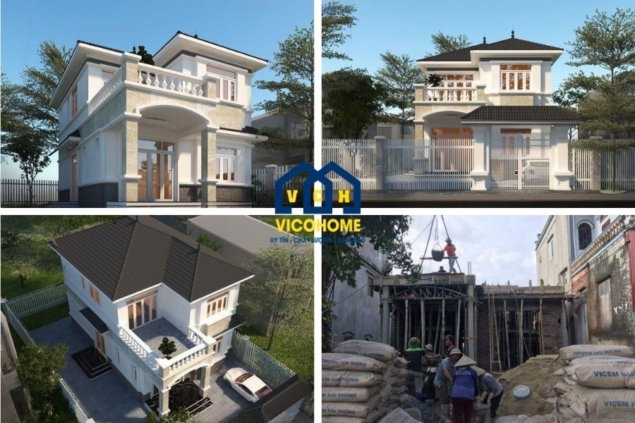 mẫu nhà 2 tầng mặt tiền 9m