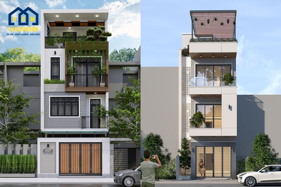 mẫu nhà 3 tầng 1 tum hiện đại