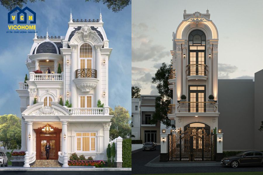 mẫu nhà 3 tầng đẹp tân cổ điển