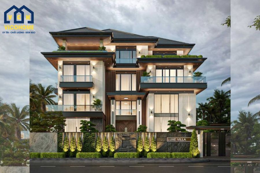 mẫu nhà biệt thự 4 tầng