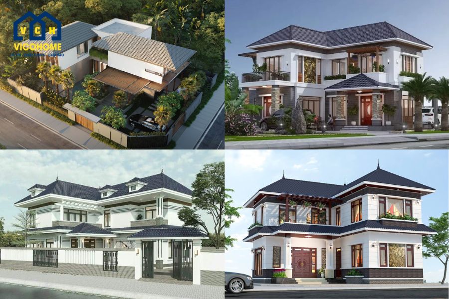 mẫu nhà chữ l 2 tầng 5 phòng ngủ