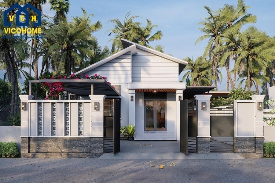 mẫu nhà mái lệch 1 tầng đẹp