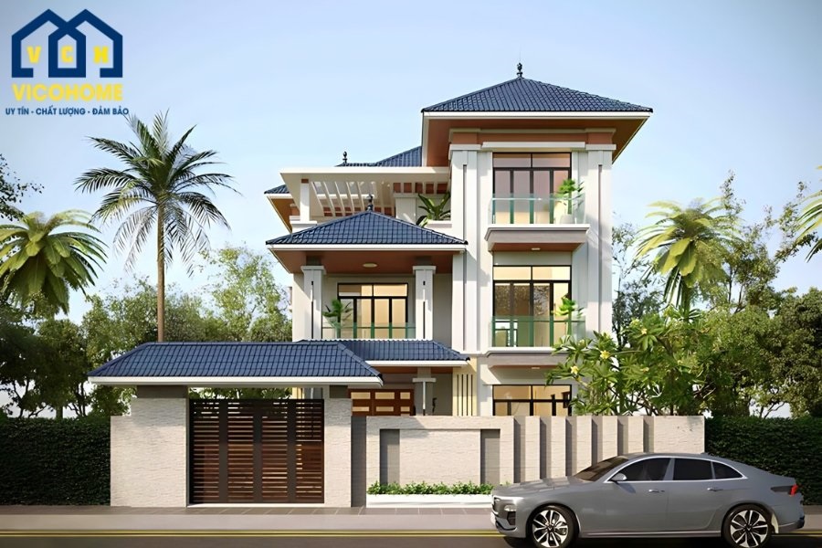 mẫu nhà mái nhật 3 tầng đẹp