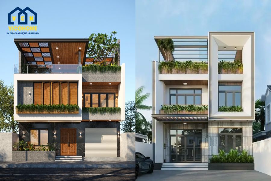 mẫu nhà mặt tiền 8m 3 tầng