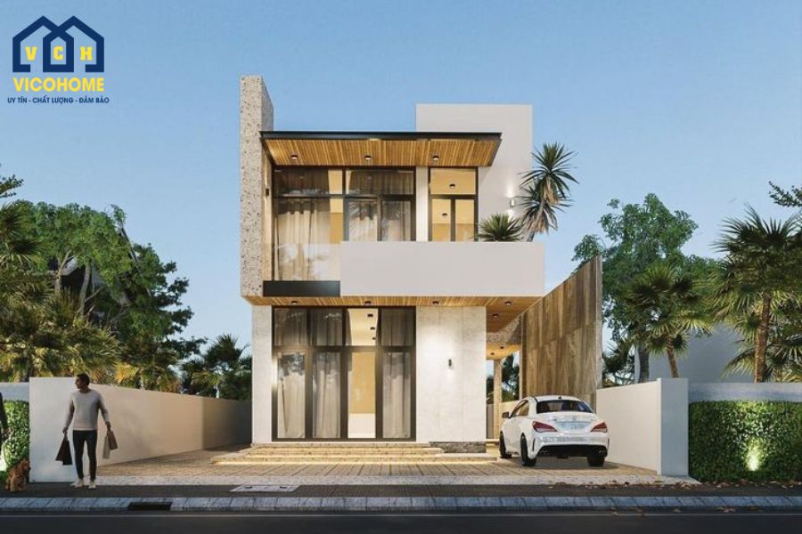 mẫu nhà ống khung thép 2 tầng