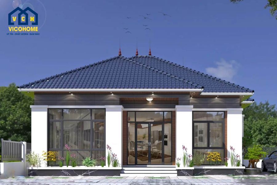 mẫu nhà vuông 1 tầng