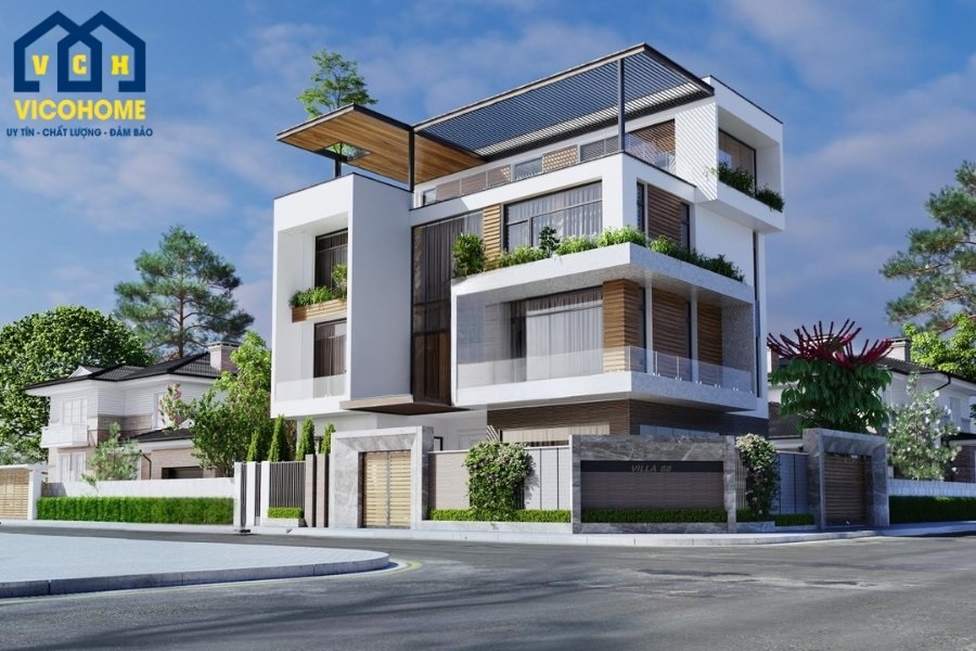 mẫu nhà vuông 3 tầng đẹp