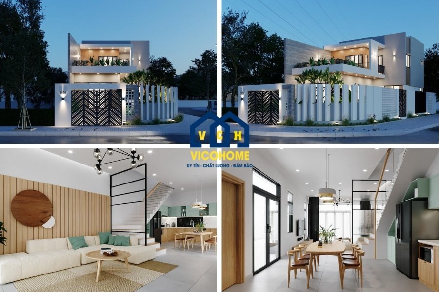 mẫu thiết kế nhà 2 tầng mặt tiền 6m