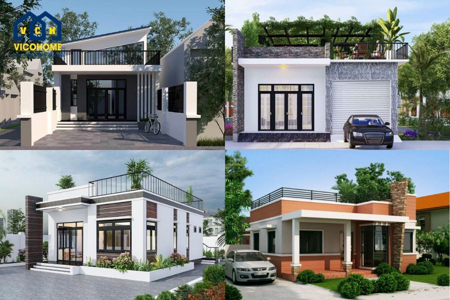 nhà 1 tầng có sân thượng