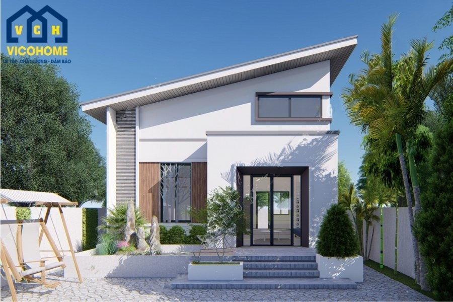 nhà 1 tầng mái lệch đẹp