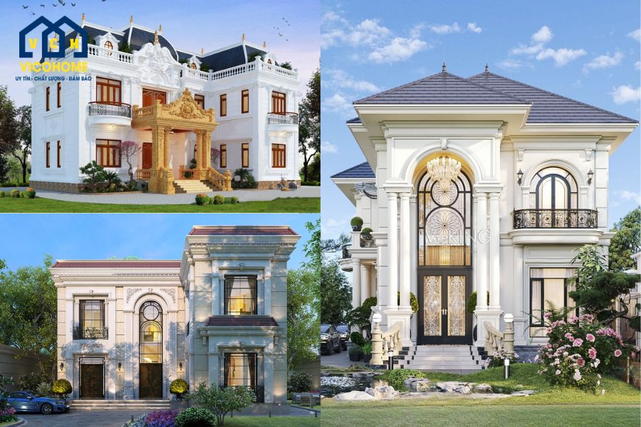 nhà 2 tầng chữ l tân cổ điển