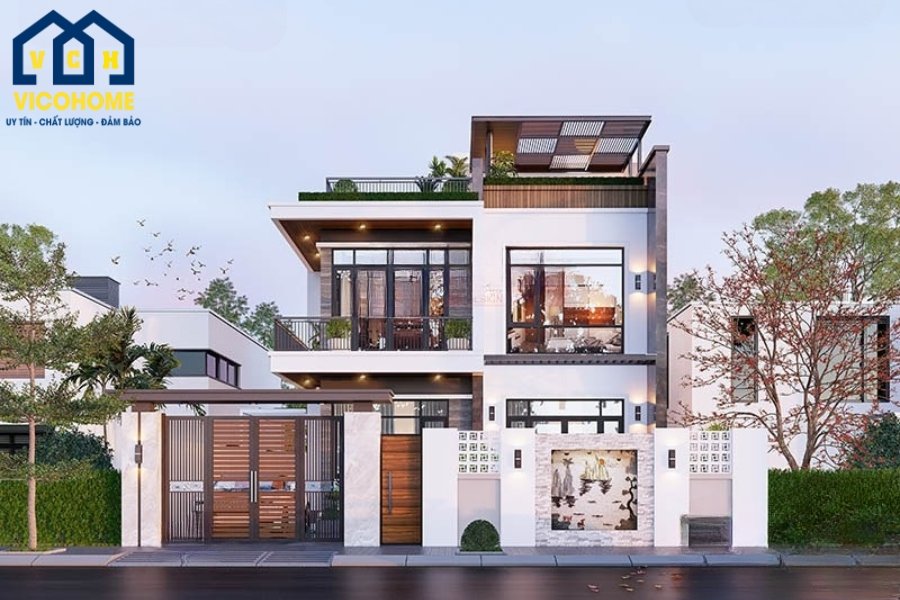 nhà 2 tầng mái bằng đẹp