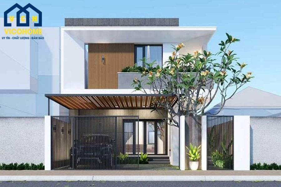 nhà 2 tầng mái bằng đơn giản