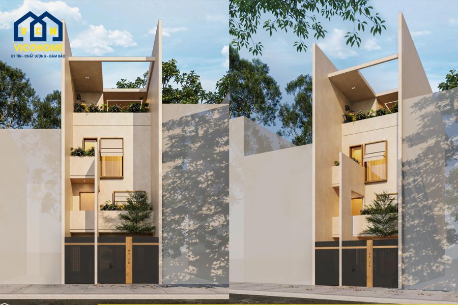nhà 2 tầng mặt tiền 5m đẹp
