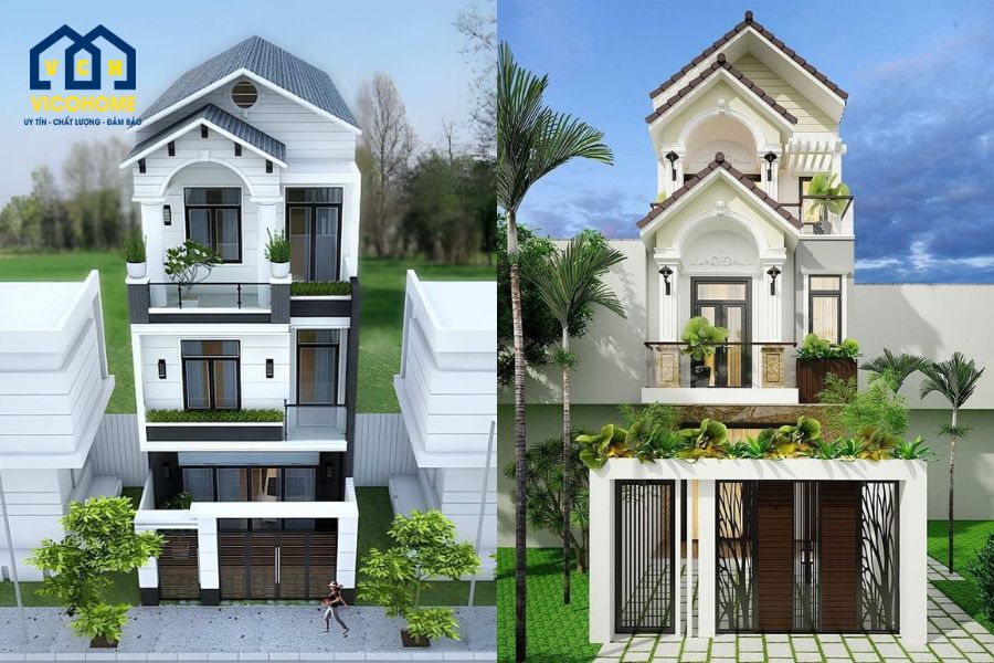 nhà 3 tầng mái ngói