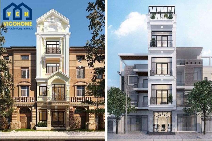 nhà 4 tầng tân cổ điển
