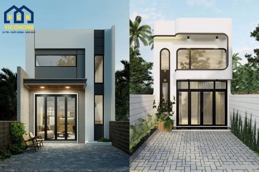 nhà khung thép 2 tầng 50m2