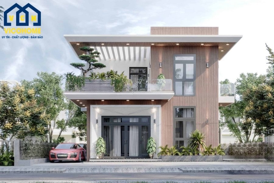 nhà mái bằng 2 tầng hiện đại