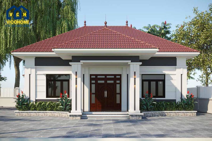 nhà mái nhật lợp ngói đỏ