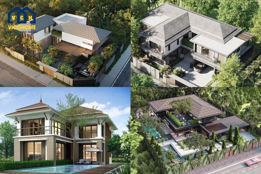nhà vườn 2 tầng chữ l