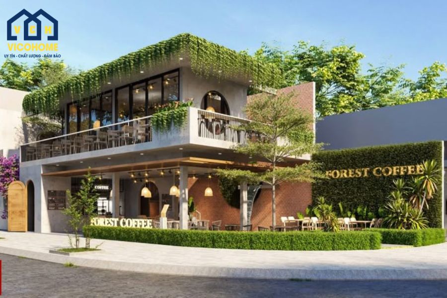 quán cafe khung thép 2 tầng