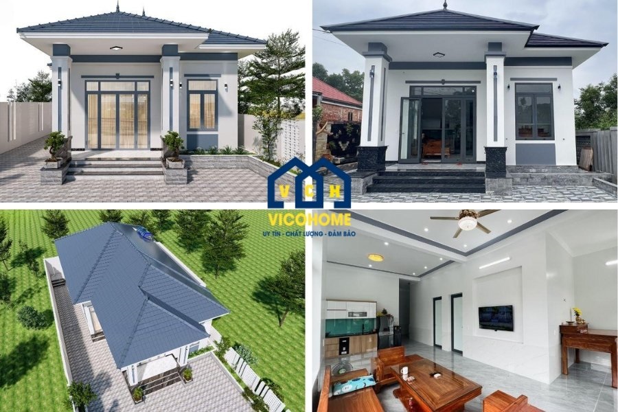 thiết kế nhà 1 tầng 6x16m