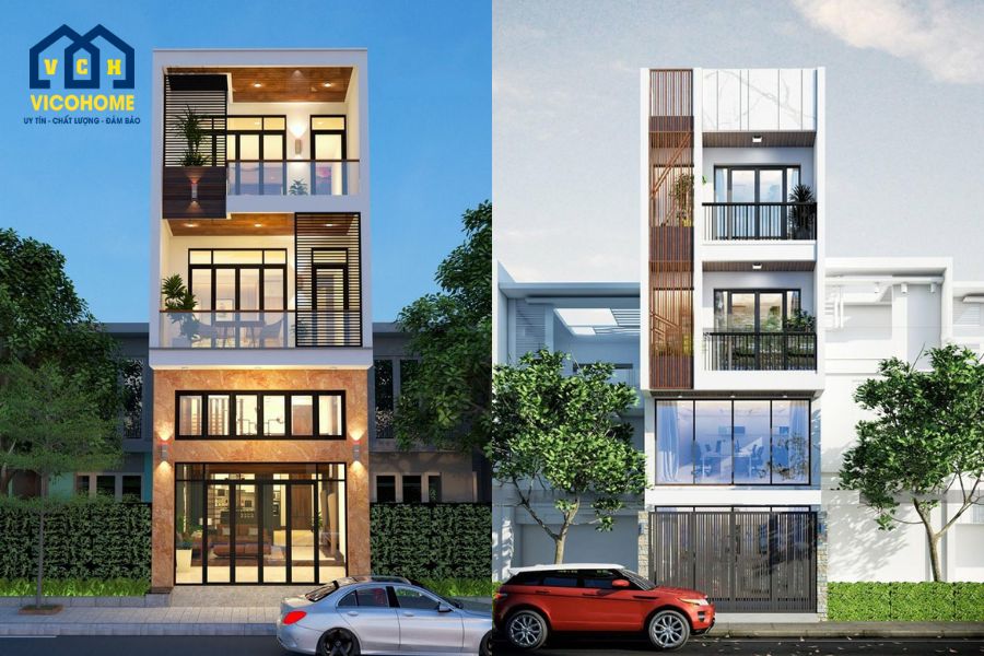 thiết kế nhà 3 tầng có gác lửng