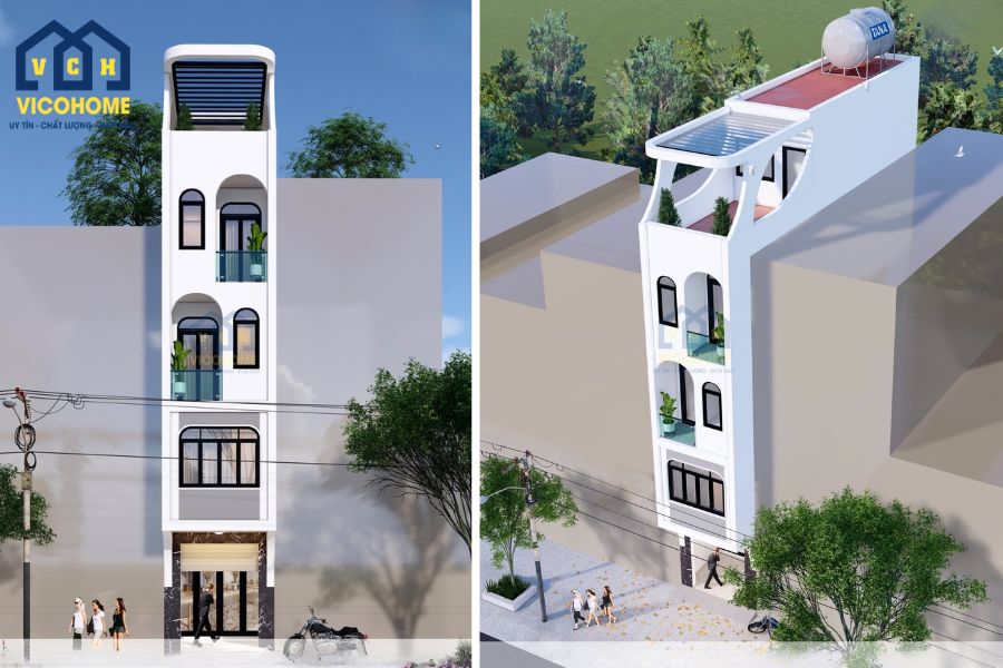 thiết kế nhà 4 tầng 40m2