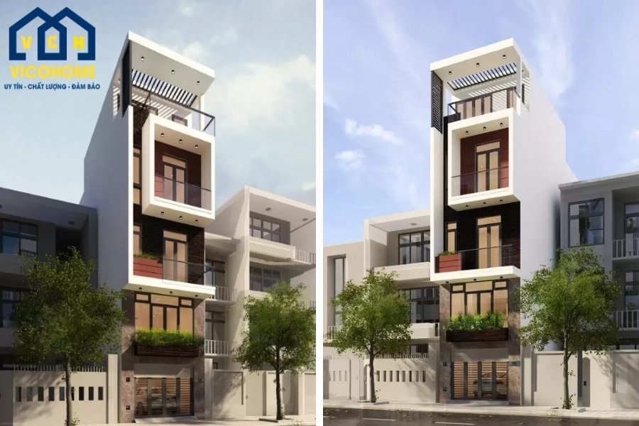 thiết kế nhà 4 tầng 5x20m có gara