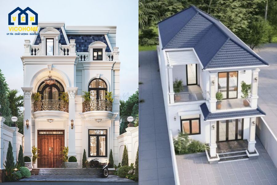 thiết kế nhà chữ l 2 tầng