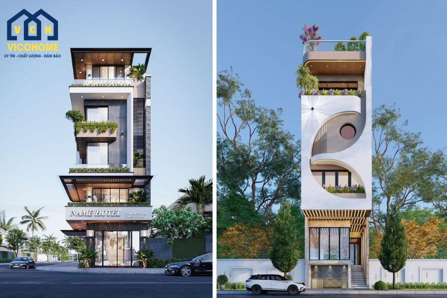 thiết kế nhà nghỉ 4 tầng 5x20