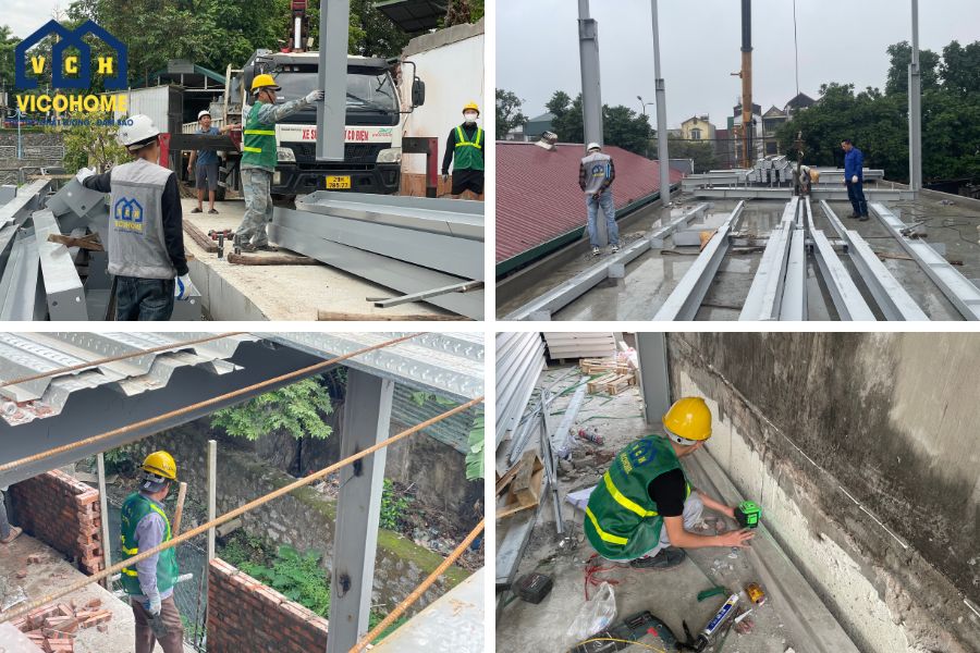 xây nhà khung thép 2 tầng