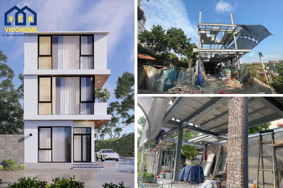xây nhà khung thép 3 tầng