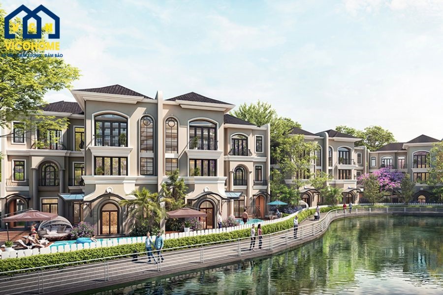 nhà phố ven sông hồ